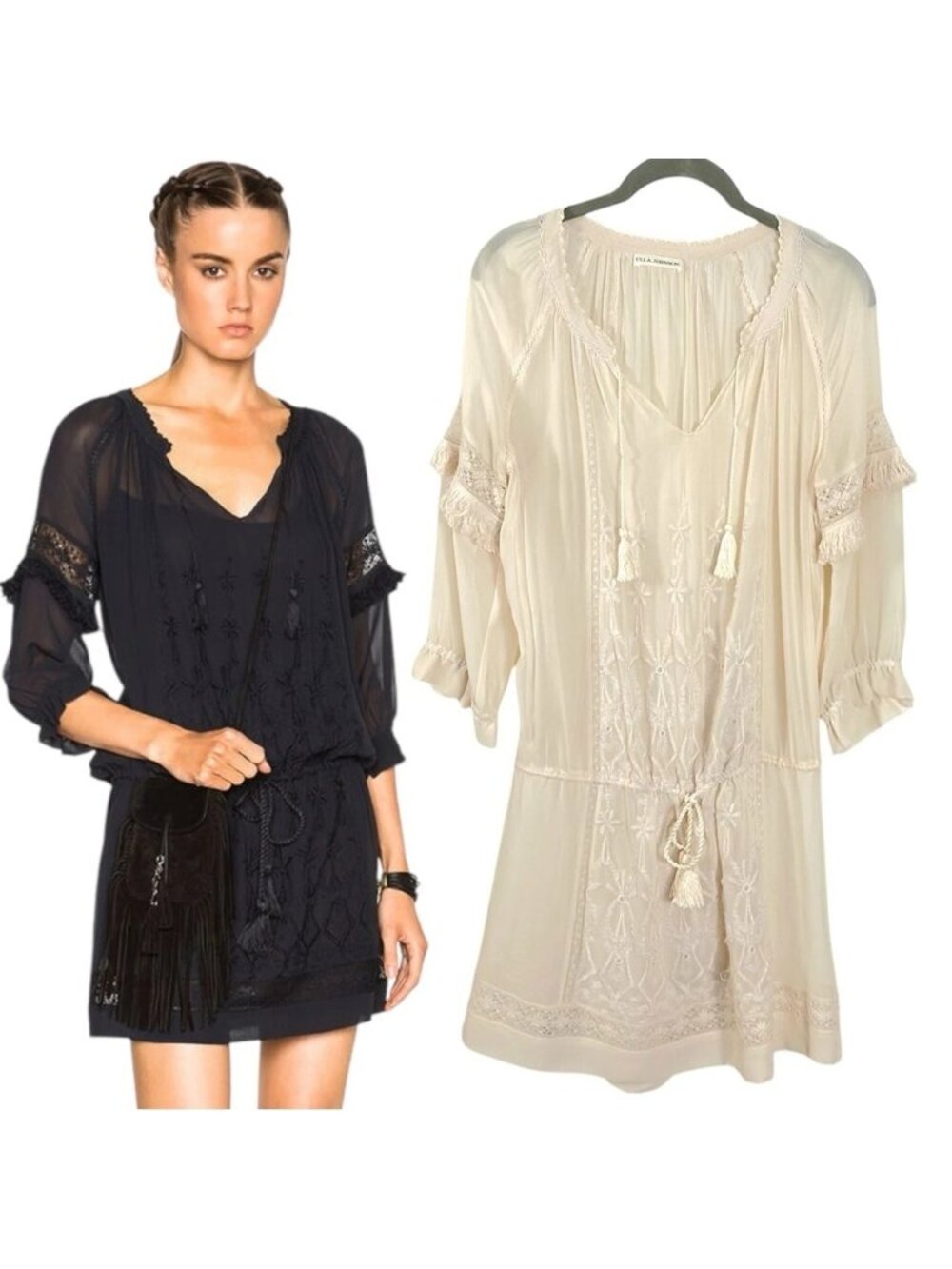 Ulla Johnson Ethereal Frances Silk Georgette Lace Sheer Embroidered Dress Small